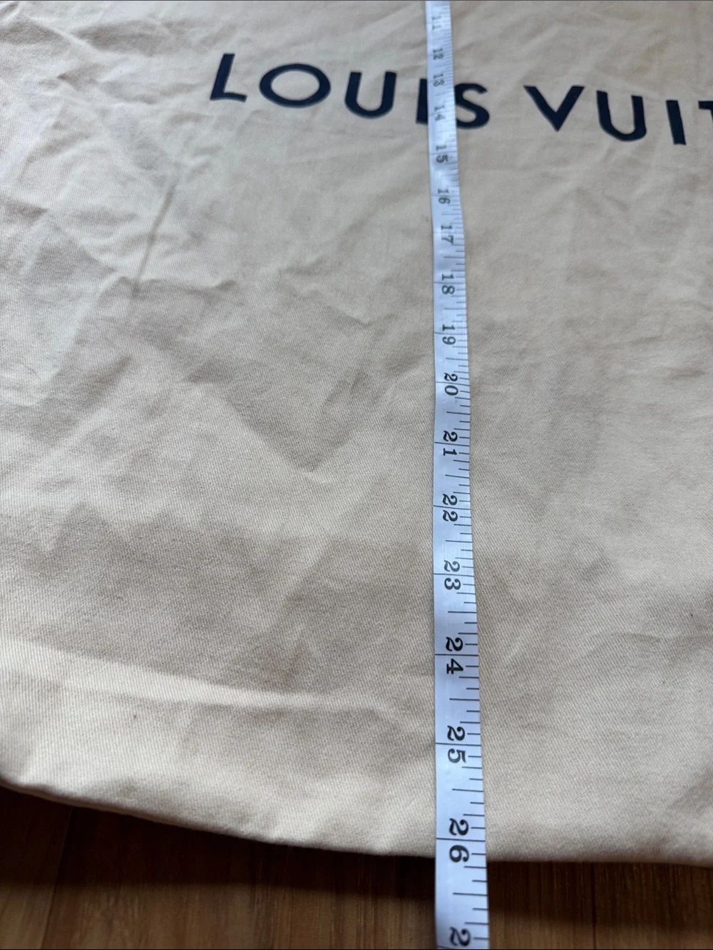 Louis Vuitton Cream Dust Bag with Blue Drawstring